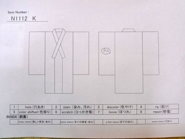 画像13: N1112K 女性用小紋  シルク(正絹) 灰色がかった黄緑色, 花 【中古】【USED】【リサイクル】 ★★★☆☆【N1112K】 (13)