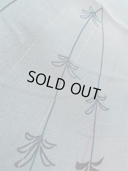 画像8: N1112M 女性用単衣  シルク（正絹） 灰色がかった紺, 草 【中古】【USED】【リサイクル】 ★☆☆☆☆【N1112M】 (8)