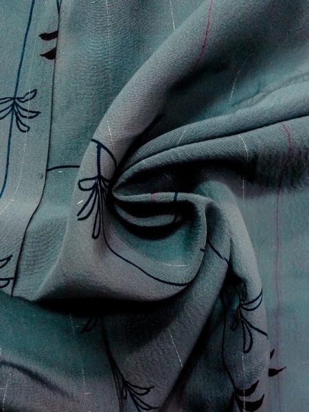 画像11: N1112M 女性用単衣  シルク(正絹) 灰色がかった紺, 草 【中古】【USED】【リサイクル】 ★☆☆☆☆【N1112M】 (11)