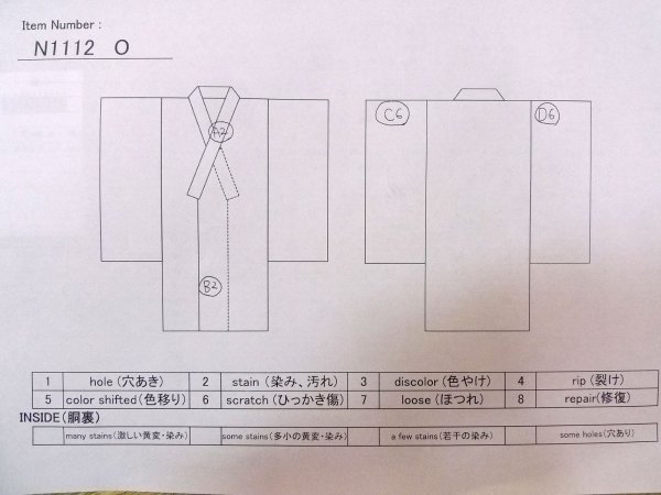 画像11: N1112O 女性用小紋  ウール 深い紺, 扇 【中古】【USED】【リサイクル】 ★☆☆☆☆【N1112O】 (11)
