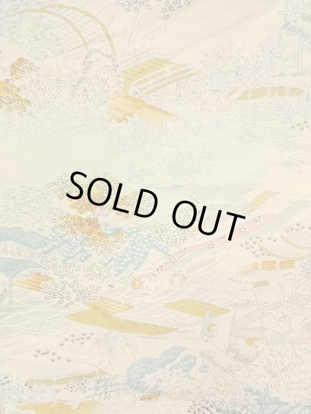 画像3: N1112P 女性用小紋  シルク(正絹) 薄いオフ ホワイト, もみじ 【中古】【USED】【リサイクル】 ★★☆☆☆【N1112P】 (3)