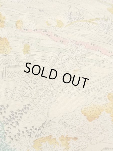 画像5: N1112P 女性用小紋  シルク(正絹) 薄いオフ ホワイト, もみじ 【中古】【USED】【リサイクル】 ★★☆☆☆【N1112P】 (5)