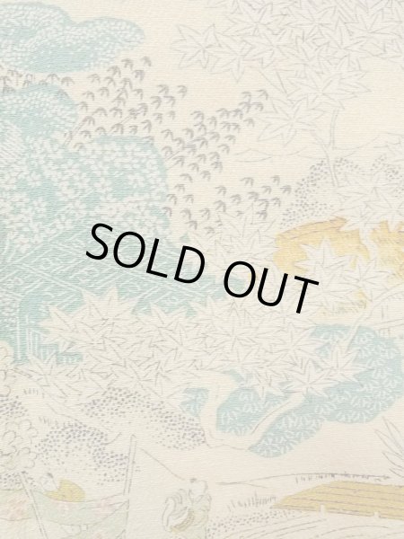 画像6: N1112P 女性用小紋  シルク(正絹) 薄いオフ ホワイト, もみじ 【中古】【USED】【リサイクル】 ★★☆☆☆【N1112P】 (6)