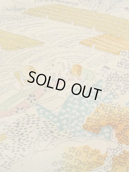 画像7: N1112P 女性用小紋  シルク(正絹) 薄いオフ ホワイト, もみじ 【中古】【USED】【リサイクル】 ★★☆☆☆【N1112P】 (7)