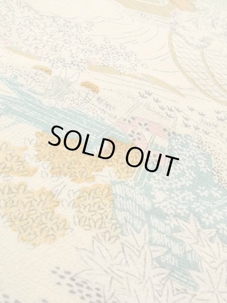 画像9: N1112P 女性用小紋  シルク(正絹) 薄いオフ ホワイト, もみじ 【中古】【USED】【リサイクル】 ★★☆☆☆【N1112P】 (9)