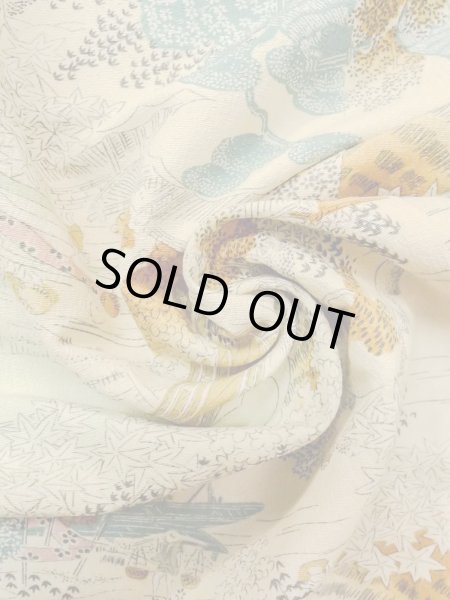 画像12: N1112P 女性用小紋  シルク(正絹) 薄いオフ ホワイト, もみじ 【中古】【USED】【リサイクル】 ★★☆☆☆【N1112P】 (12)