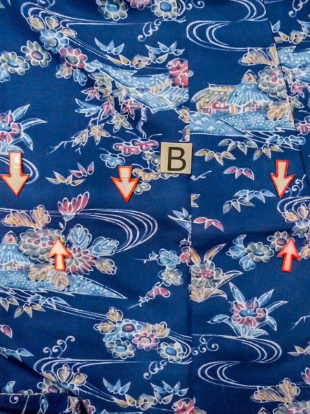 画像15: N1112Q 女性用小紋  シルク(正絹) 深い藍, 花 【中古】【USED】【リサイクル】 ★★★☆☆【N1112Q】 (15)