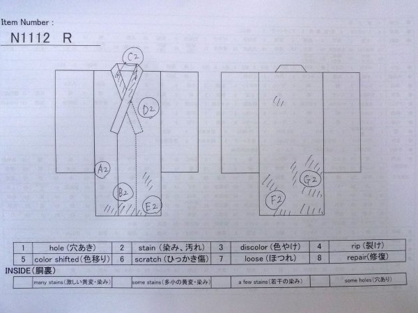 画像13: N1112R 女性用小紋  シルク(正絹) アイボリー, もみじ 【中古】【USED】【リサイクル】 ★★☆☆☆【N1112R】 (13)
