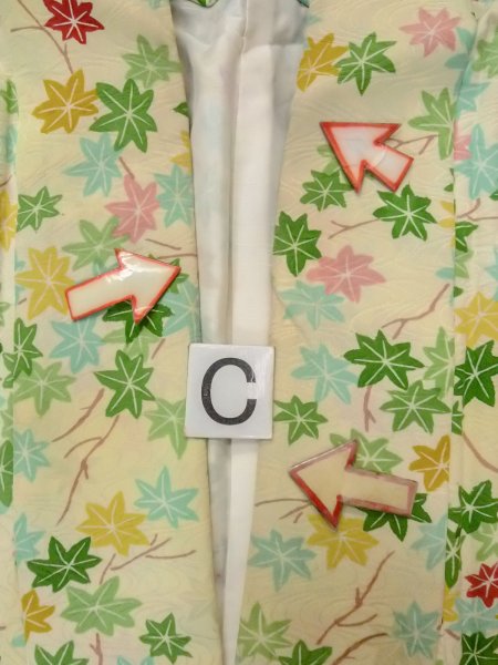 画像16: N1112R 女性用小紋  シルク(正絹) アイボリー, もみじ 【中古】【USED】【リサイクル】 ★★☆☆☆【N1112R】 (16)