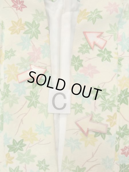 画像16: N1112R 女性用小紋  シルク（正絹） アイボリー, もみじ 【中古】【USED】【リサイクル】 ★★☆☆☆【N1112R】 (16)