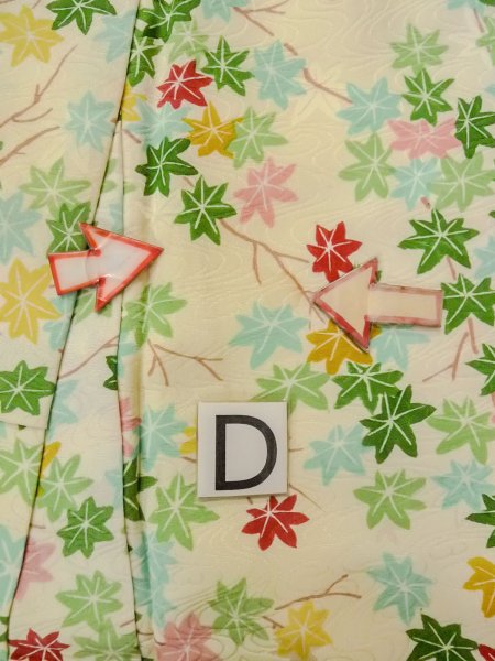 画像17: N1112R 女性用小紋  シルク(正絹) アイボリー, もみじ 【中古】【USED】【リサイクル】 ★★☆☆☆【N1112R】 (17)