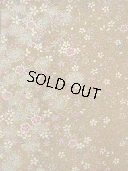 画像3: N1112S 女性用小紋  化繊 黄み茶色, 桜 【中古】【USED】【リサイクル】 ★★★★☆【N1112S】 (3)