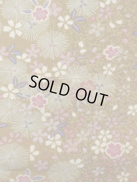 画像5: N1112S 女性用小紋  化繊 黄み茶色, 桜 【中古】【USED】【リサイクル】 ★★★★☆【N1112S】 (5)