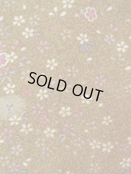 画像6: N1112S 女性用小紋  化繊 黄み茶色, 桜 【中古】【USED】【リサイクル】 ★★★★☆【N1112S】 (6)