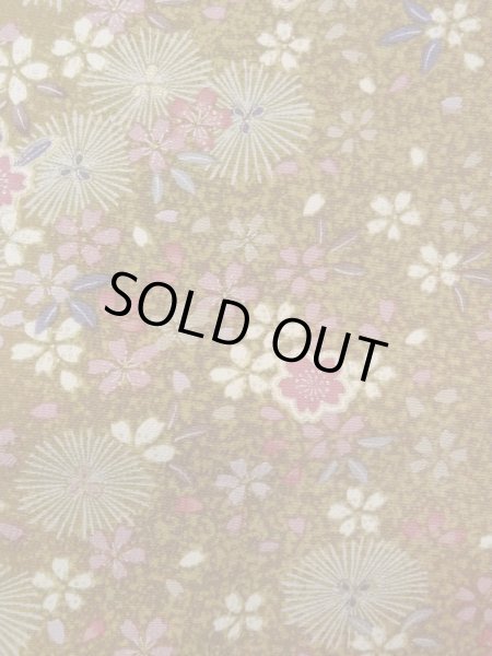 画像7: N1112S 女性用小紋  化繊 黄み茶色, 桜 【中古】【USED】【リサイクル】 ★★★★☆【N1112S】 (7)