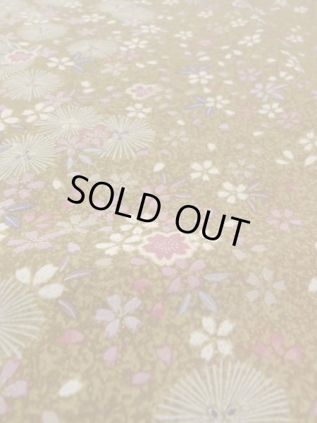 画像10: N1112S 女性用小紋  化繊 黄み茶色, 桜 【中古】【USED】【リサイクル】 ★★★★☆【N1112S】 (10)