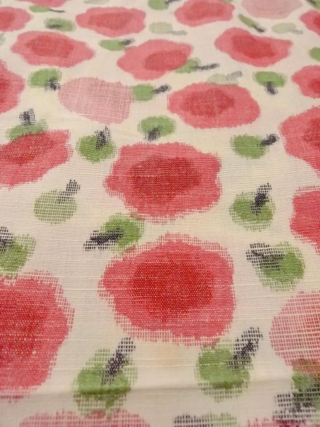 画像9: N1112T 女性用単衣  ウール アイボリー, 花 【中古】【USED】【リサイクル】 ★☆☆☆☆【N1112T】 (9)