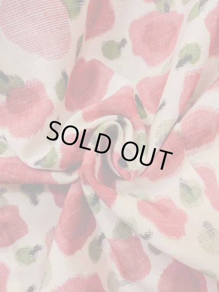 画像12: N1112T 女性用単衣  ウール アイボリー, 花 【中古】【USED】【リサイクル】 ★☆☆☆☆【N1112T】 (12)