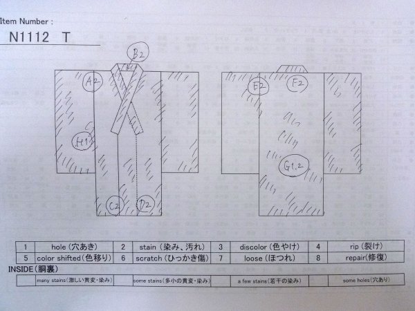 画像13: N1112T 女性用単衣  ウール アイボリー, 花 【中古】【USED】【リサイクル】 ★☆☆☆☆【N1112T】 (13)
