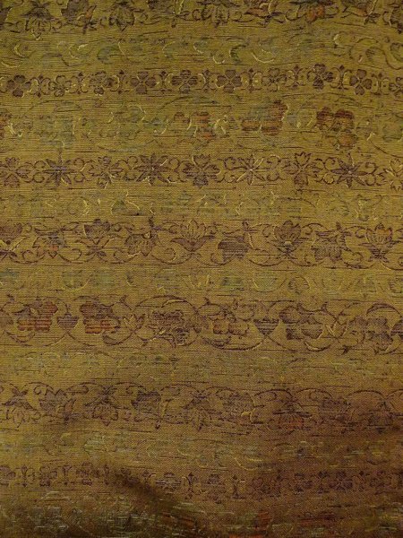 画像3: N1112Y 女性用単衣  ウール 深い黄色, 唐花 【中古】【USED】【リサイクル】 ★★★☆☆【N1112Y】 (3)