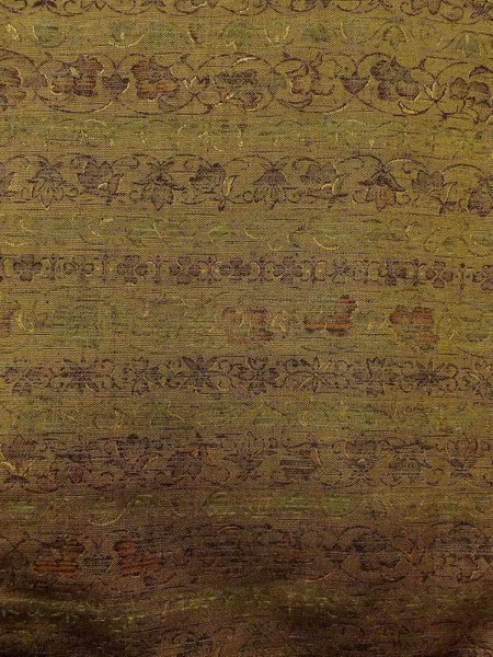 画像4: N1112Y 女性用単衣  ウール 深い黄色, 唐花 【中古】【USED】【リサイクル】 ★★★☆☆【N1112Y】 (4)