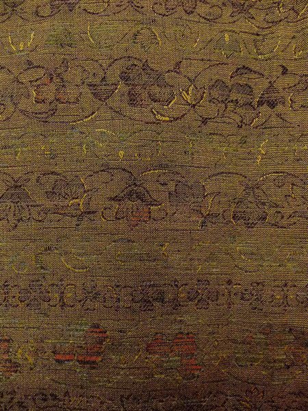 画像5: N1112Y 女性用単衣  ウール 深い黄色, 唐花 【中古】【USED】【リサイクル】 ★★★☆☆【N1112Y】 (5)