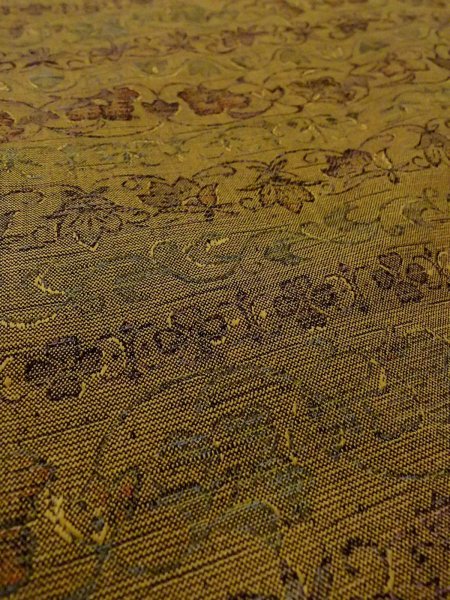 画像10: N1112Y 女性用単衣  ウール 深い黄色, 唐花 【中古】【USED】【リサイクル】 ★★★☆☆【N1112Y】 (10)