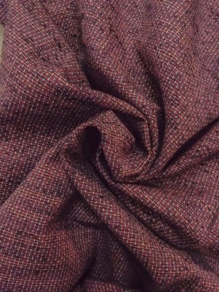 画像12: N1112Z 女性用単衣  ウール 深い赤色, チェック柄 【中古】【USED】【リサイクル】 ★★★★☆【N1112Z】 (12)