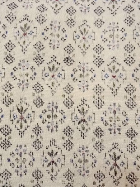 画像6: N1113B 女性用単衣  ウール アイボリー, 花 【中古】【USED】【リサイクル】 ★★☆☆☆【N1113B】 (6)