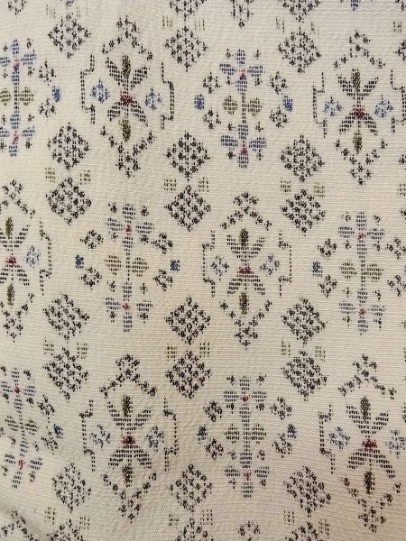 画像7: N1113B 女性用単衣  ウール アイボリー, 花 【中古】【USED】【リサイクル】 ★★☆☆☆【N1113B】 (7)