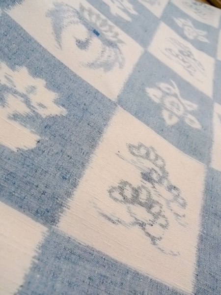 画像9: N1126B 女性用紬  シルク（正絹） 灰色がかった青, 花 【中古】【USED】【リサイクル】 ★★★☆☆【N1126B】 (9)