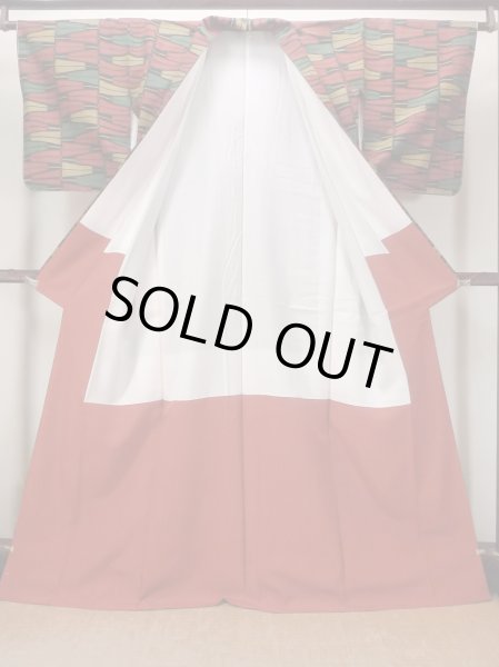 画像2: N1126C 女性用紬  シルク（正絹） 鮮やかマルチカラー, 扇 【中古】【USED】【リサイクル】 ★★★★☆【N1126C】 (2)