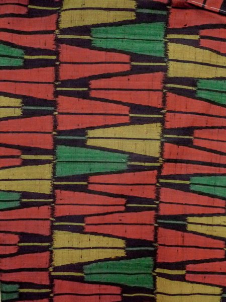 画像3: N1126C 女性用紬  シルク（正絹） 鮮やかマルチカラー, 扇 【中古】【USED】【リサイクル】 ★★★★☆【N1126C】 (3)