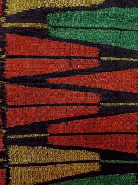 画像5: N1126C 女性用紬  シルク（正絹） 鮮やかマルチカラー, 扇 【中古】【USED】【リサイクル】 ★★★★☆【N1126C】 (5)