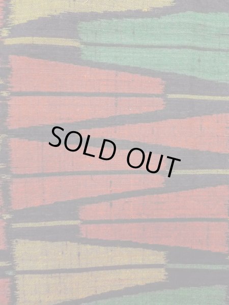 画像5: N1126C 女性用紬  シルク（正絹） 鮮やかマルチカラー, 扇 【中古】【USED】【リサイクル】 ★★★★☆【N1126C】 (5)