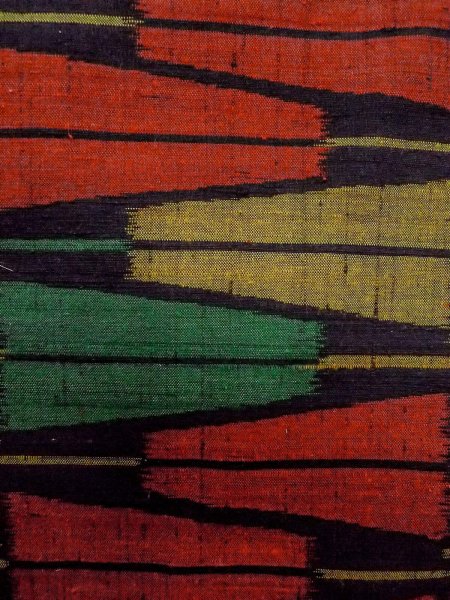 画像6: N1126C 女性用紬  シルク（正絹） 鮮やかマルチカラー, 扇 【中古】【USED】【リサイクル】 ★★★★☆【N1126C】 (6)