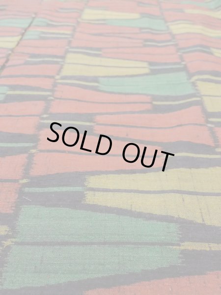 画像10: N1126C 女性用紬  シルク（正絹） 鮮やかマルチカラー, 扇 【中古】【USED】【リサイクル】 ★★★★☆【N1126C】 (10)