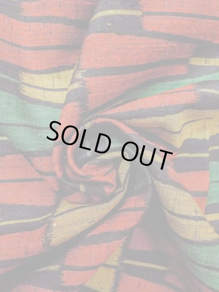 画像12: N1126C 女性用紬  シルク（正絹） 鮮やかマルチカラー, 扇 【中古】【USED】【リサイクル】 ★★★★☆【N1126C】 (12)