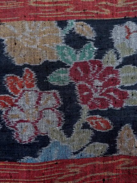 画像5: N1126D 女性用紬  シルク(正絹) 深いえんじ, 花 【中古】【USED】【リサイクル】 ★★★★☆【N1126D】 (5)