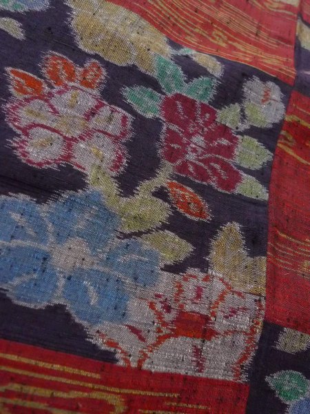 画像8: N1126D 女性用紬  シルク(正絹) 深いえんじ, 花 【中古】【USED】【リサイクル】 ★★★★☆【N1126D】 (8)