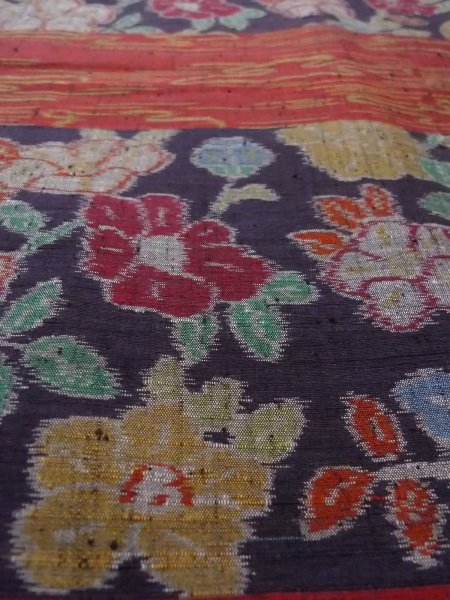 画像10: N1126D 女性用紬  シルク(正絹) 深いえんじ, 花 【中古】【USED】【リサイクル】 ★★★★☆【N1126D】 (10)