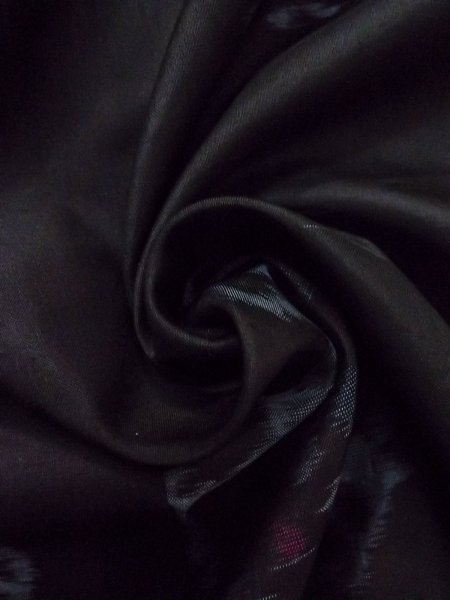 画像11: N1126G 女性用紬  シルク（正絹） 黒, 花丸文 【中古】【USED】【リサイクル】 ★★★★☆【N1126G】 (11)