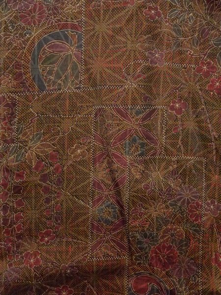 画像3: N1126H 女性用紬  シルク（正絹） 深い茶色, 花 【中古】【USED】【リサイクル】 ★★★★★【N1126H】 (3)