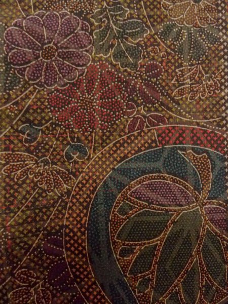 画像5: N1126H 女性用紬  シルク（正絹） 深い茶色, 花 【中古】【USED】【リサイクル】 ★★★★★【N1126H】 (5)