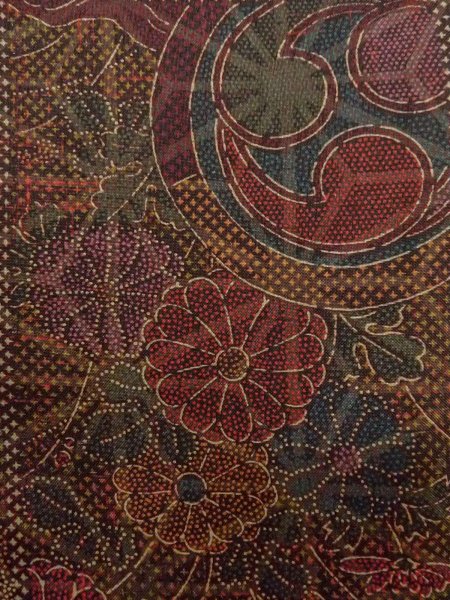 画像6: N1126H 女性用紬  シルク（正絹） 深い茶色, 花 【中古】【USED】【リサイクル】 ★★★★★【N1126H】 (6)