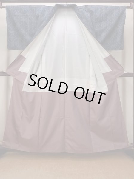 画像2: N1126K 女性用紬  シルク(正絹) 深い藍, 縞 【中古】【USED】【リサイクル】 ★★★★☆【N1126K】 (2)