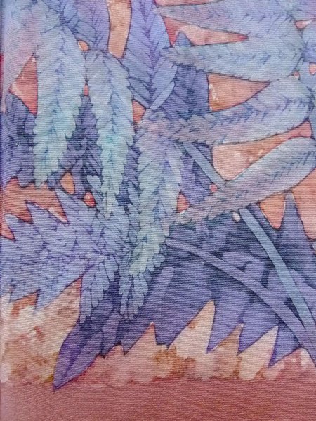 画像9: N1126L 女性用訪問着  シルク（正絹） 淡い桃色, 葉 【中古】【USED】【リサイクル】 ★★★★☆【N1126L】 (9)