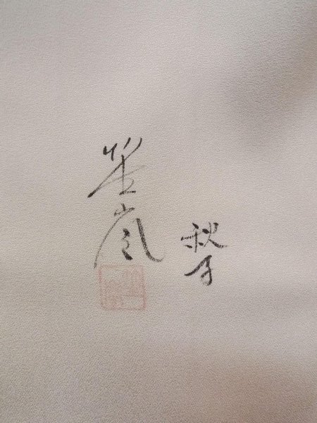 画像5: N1126N 女性用訪問着  シルク（正絹） 紫みアイボリー, 寺 【中古】【USED】【リサイクル】 ★★★☆☆【N1126N】 (5)