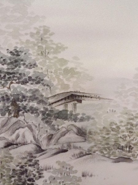 画像12: N1126N 女性用訪問着  シルク（正絹） 紫みアイボリー, 寺 【中古】【USED】【リサイクル】 ★★★☆☆【N1126N】 (12)