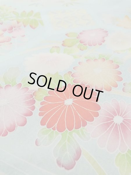 画像14: N1126O 女性用訪問着  シルク（正絹） 淡い黄緑色, ぼたん 【中古】【USED】【リサイクル】 ★★★☆☆【N1126O】 (14)